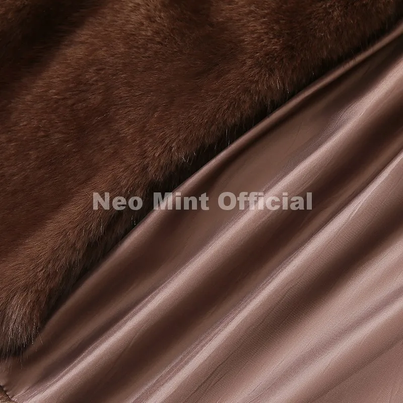 Neo Mint Winter 2026 New Stylish Mocha Brown Belted Wrap Fur Coat Women Street Fashion Girls Fluffy Faux Fox Fur Jacket Overcoat