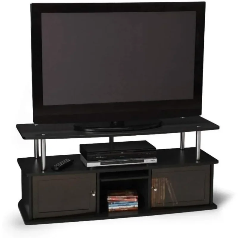 

50-дюймовая подставка для телевизора с 3 шкафами для хранения и полкой, черная