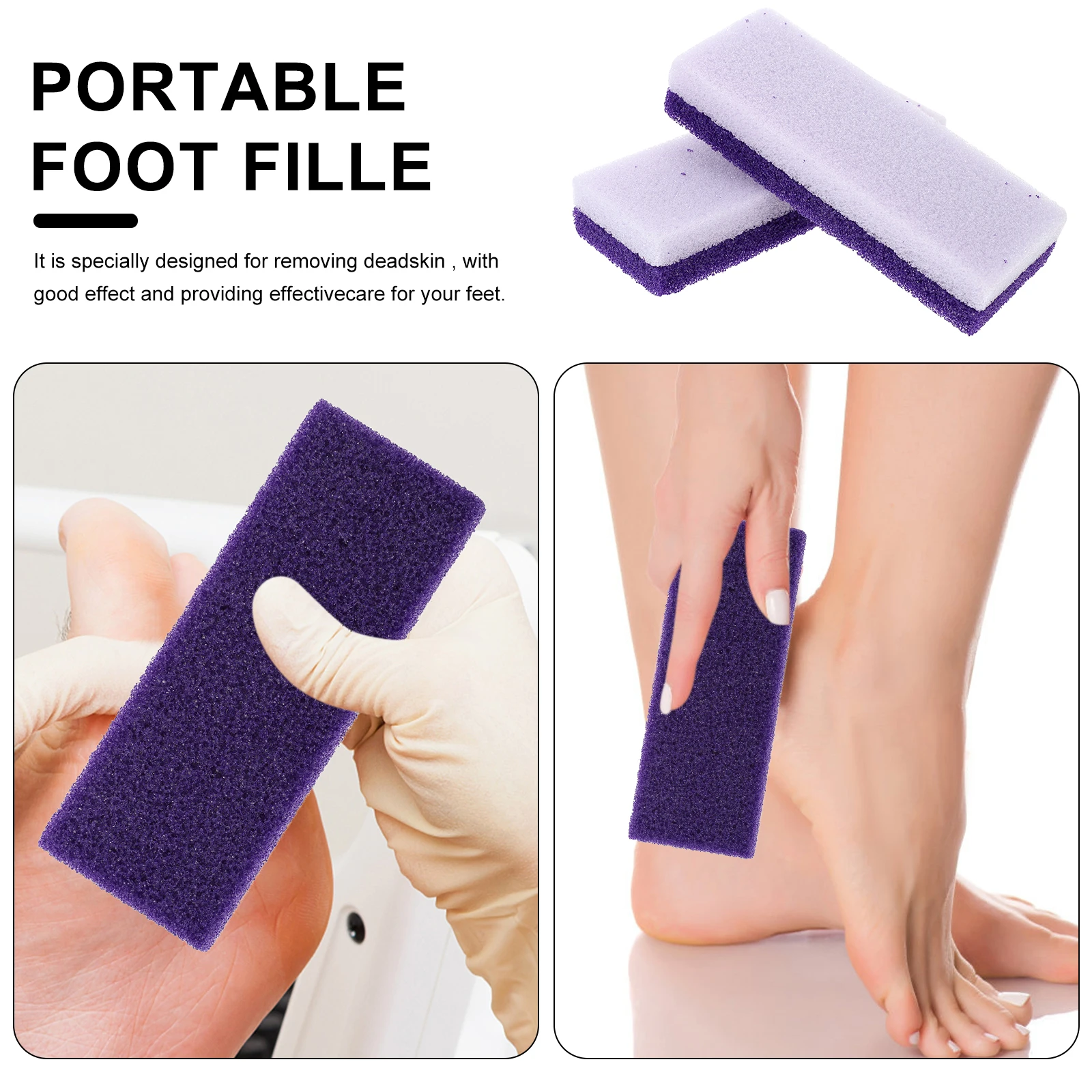 

2pcs Foot Pumice Stone Callus Remove Tools Scrubber Pedicure Dead Skin Care Shower Feet Wash Nail File Manicure Kit