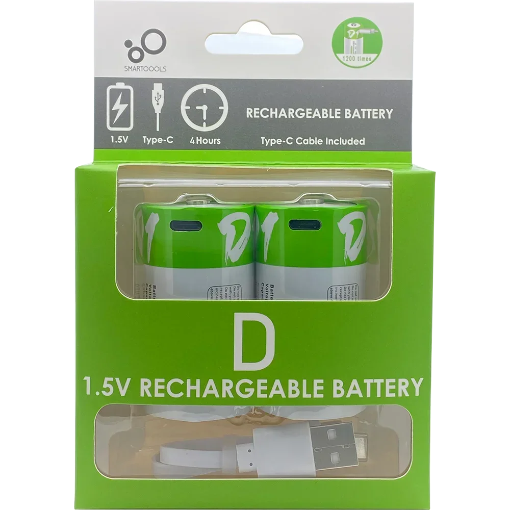 Long Lasting Rechargeable Lithium D Size Battery LR20 1.5V 12000mWh with Type-C Cable For Flashlight Gas Stove Water Heater Use