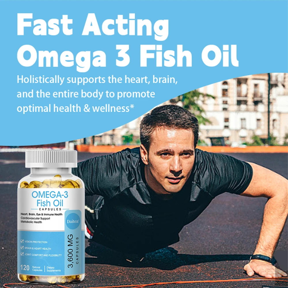 

Omega-3 Fish Oil - Rich in DHA & EPA - Support Brain & Nervous System Health, Cardiovascular & Skin Health, Non-GMO