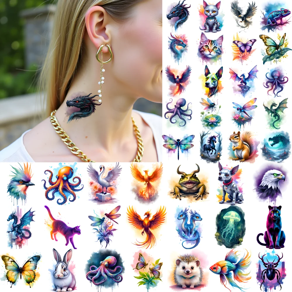 

28 шт., временная татуировка, фэнтезийная татуировка, водонепроницаемые долговечные наклейки для тела, татуировка дракона, временные татуировки, наклейки для девочек