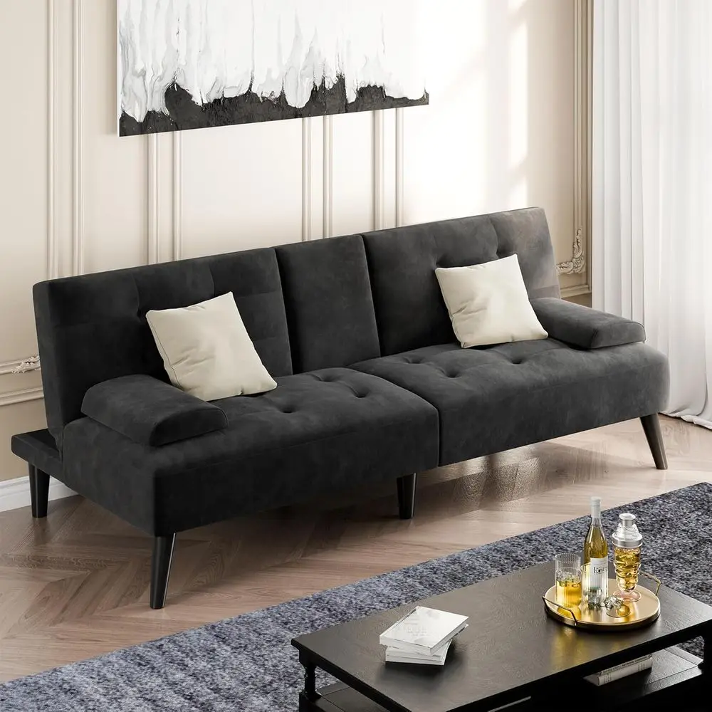 Velvet Futon Sofa B…