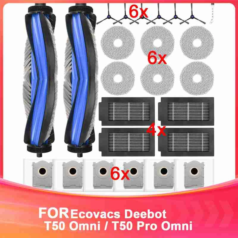 

Accessories for T50 Omni / T50 Pro Omni Robot Vacuum Cleaner,Dust Bags, Wipes, Filters, Main Brushes-A69M