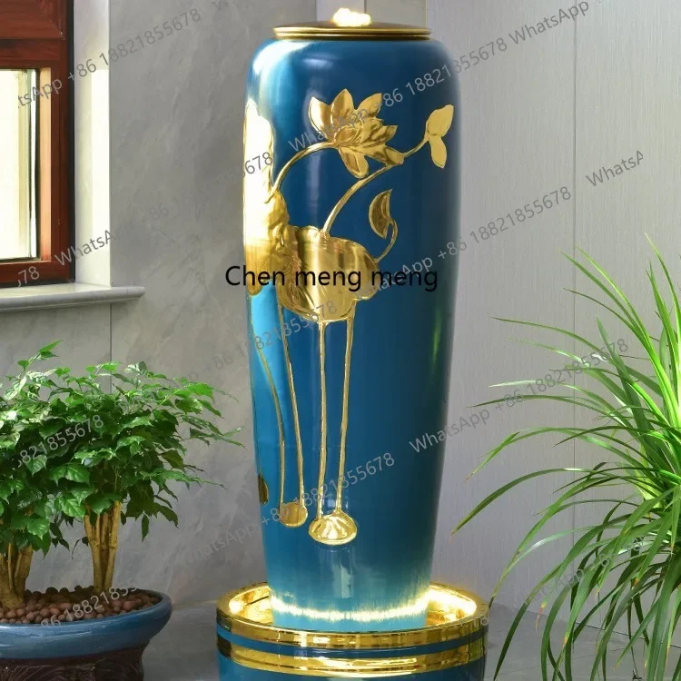 A74New Chinese ceramic running water ornament circulating water living room office fountain water feature landscape humidifier