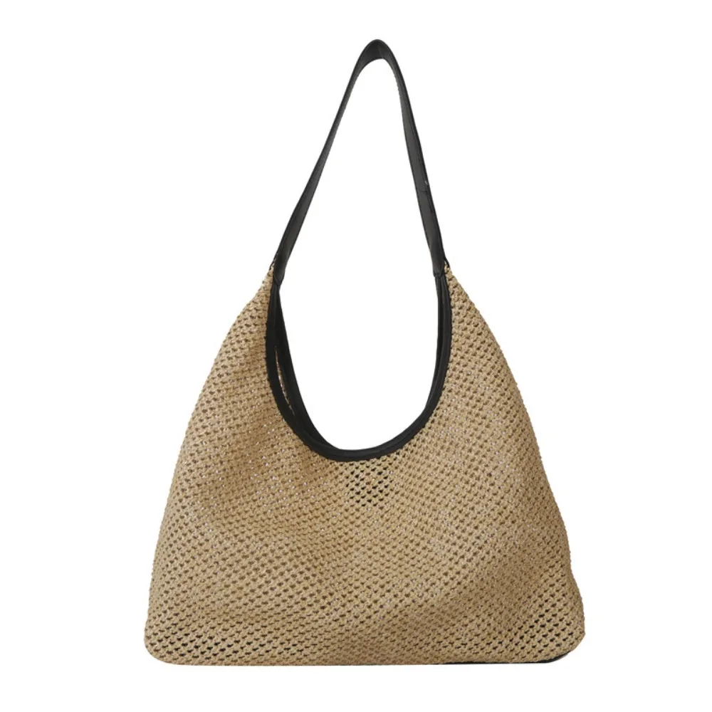 

Casual Beach Hand-Held Woven Bag Stylish Large Capacity One Shoulder Tote Bag Fashionable Vintage Woven Handbag Commuting Use