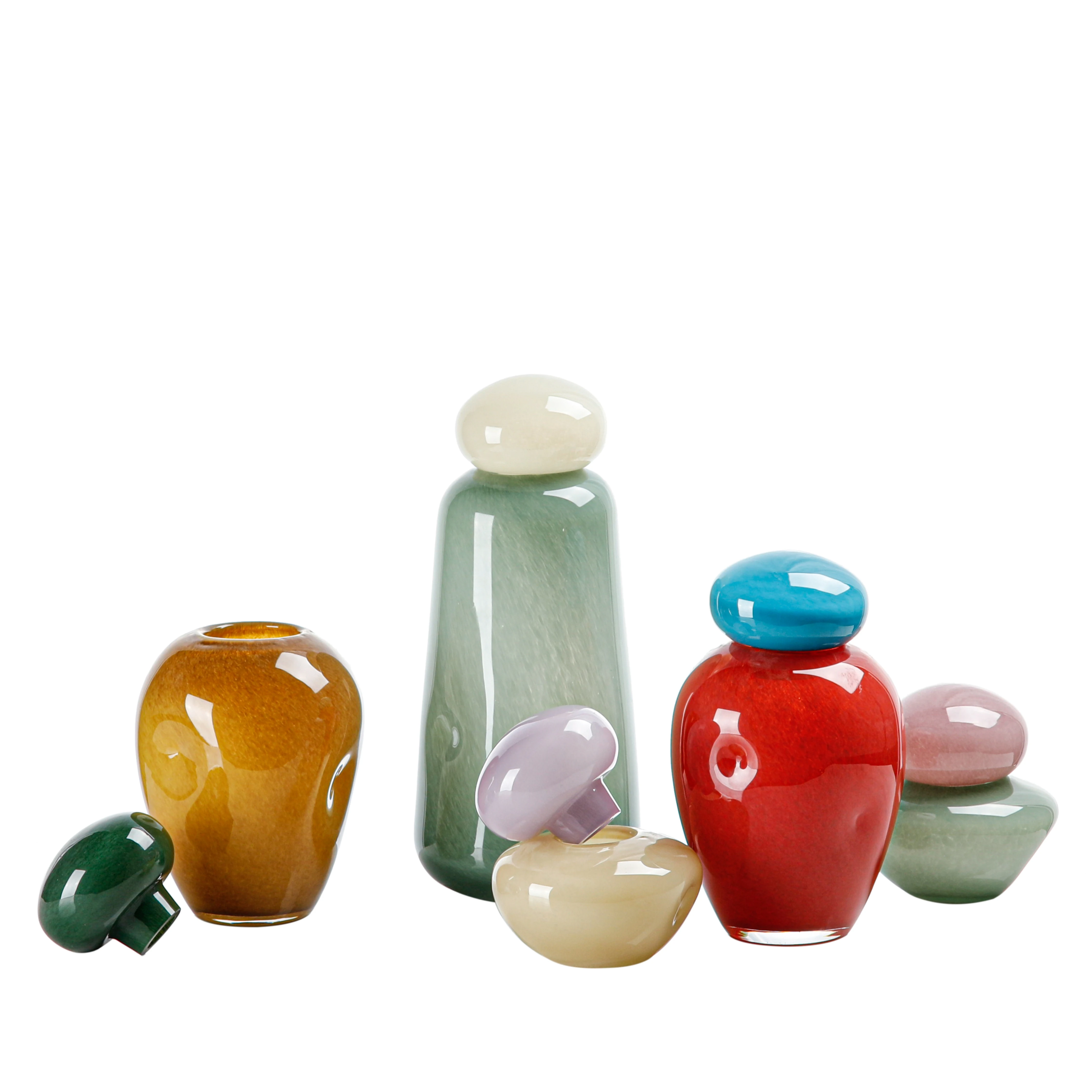 

Home Decor New Design Hand Blown Colored Glass Flower Vase Modern Minimalist Creative Design for Wedding Center Piece