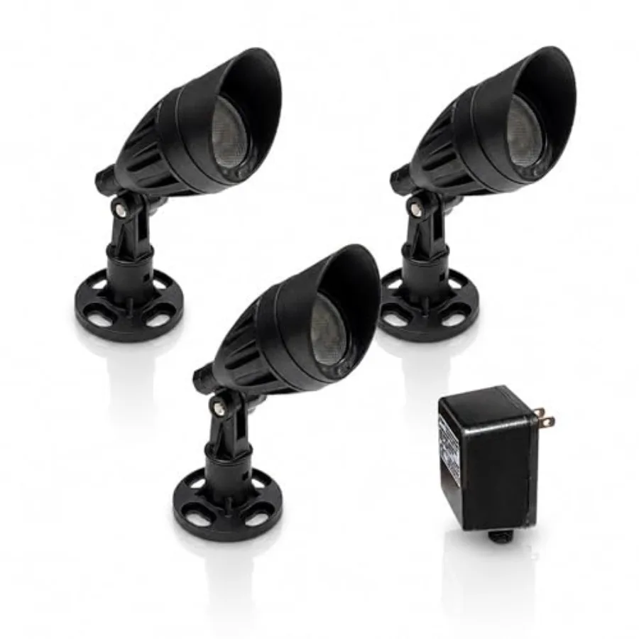 

Pond and landscape lighting application, black ABS plastic, RGB color-changing, 3-watt low-voltage LED with 100-foot quick-disc