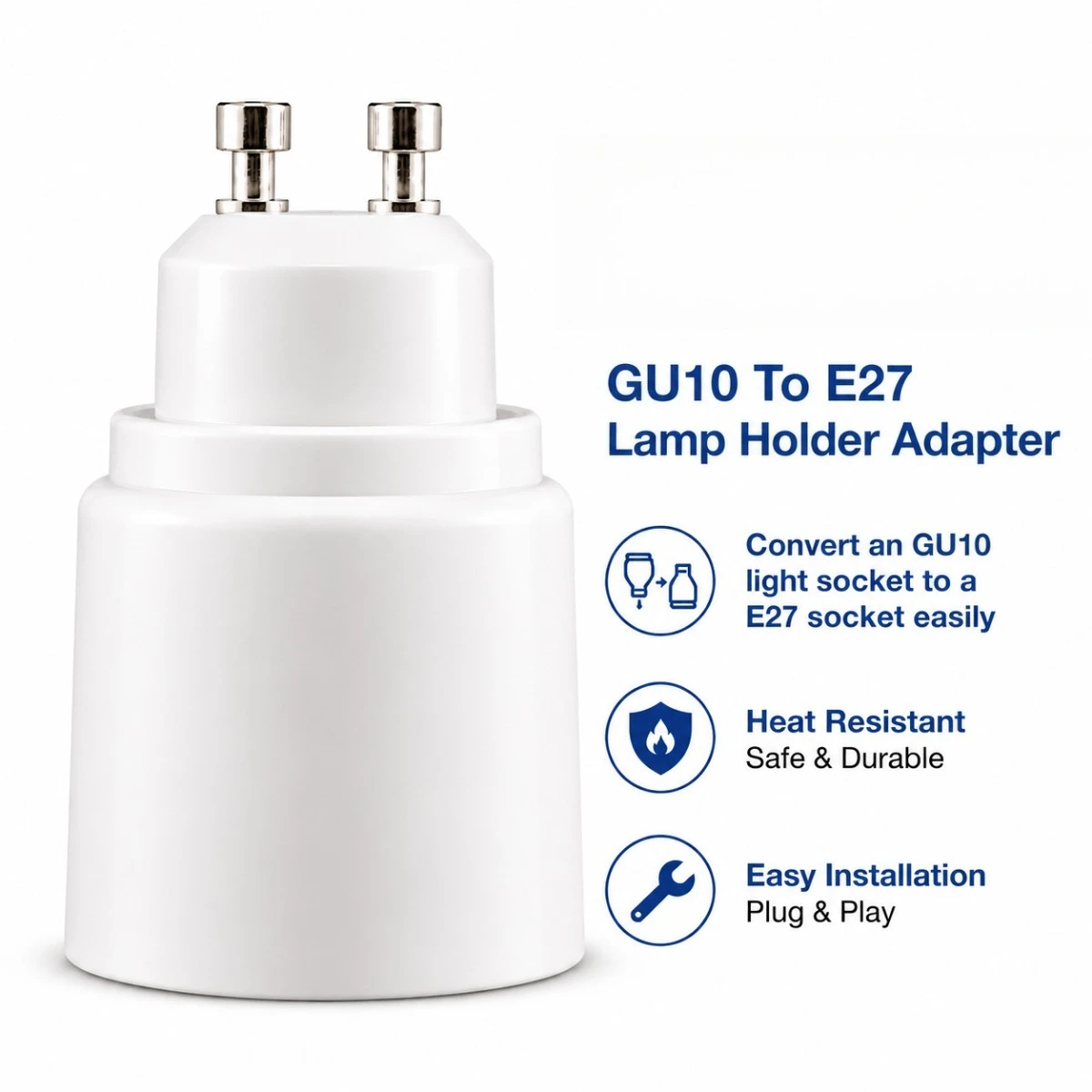 JOYINLED 10PCS GU10 to E27 Adapter, GU10 Lamp Holder Converter, Heat Resistant LED Bulb Socket Adapter for LED CFL Halogen Lamps