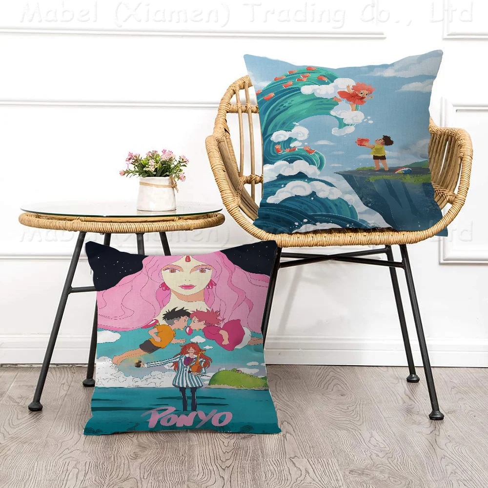 

P-Ponyo On Cliff By The Sea Cushion Cover Inches Farmhouse Decor Home Throw Pillow Covers For Couch Decorations