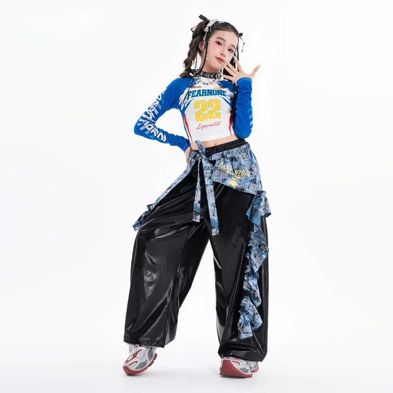 Meisjes Hip Hop Street Dance Kostuum Lange Mouw Top Baggy Broek Street Dance Kleding Cool Jazz Drum Show Stage Performance Wear