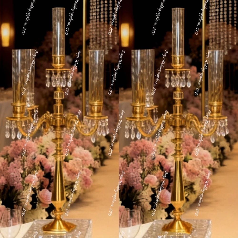 10pcs)H90cm) with transparent tube)Wedding Lamp Gold metal Center Pieces, Wedding Decor Candle Holders, Crystal Centerpiece for