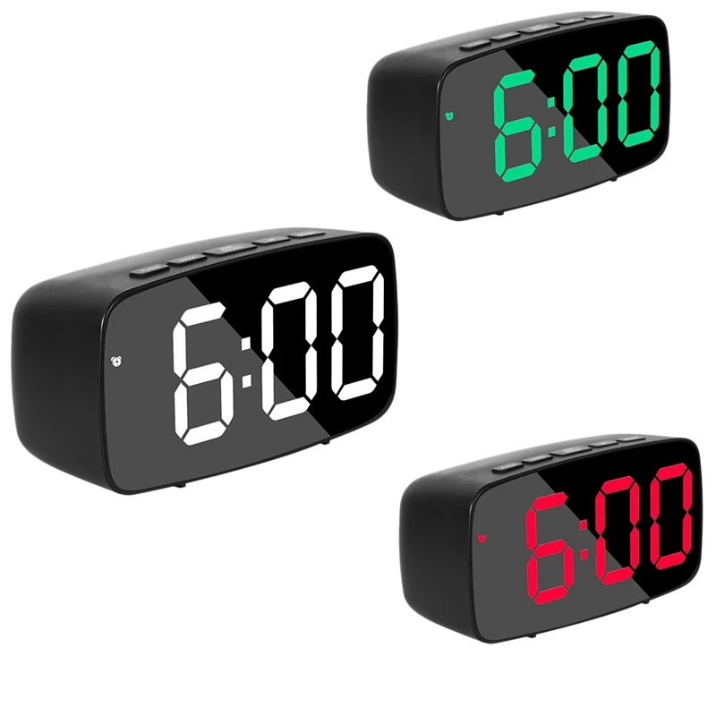 Smart Digital Alarm Clock Bedside,LED Travel USB Desk Clock With 12/24H Date Temperature Snooze For Bedroom,Black