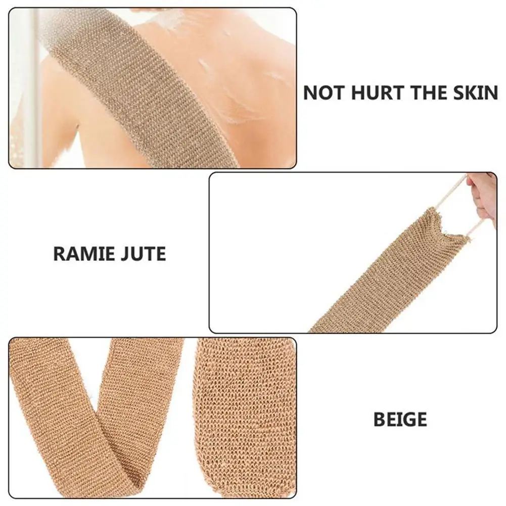 Ramie-Toalla de baño de yute para hombre y mujer, cinturón exfoliante multifuncional para la espalda, depurador para limpieza corporal