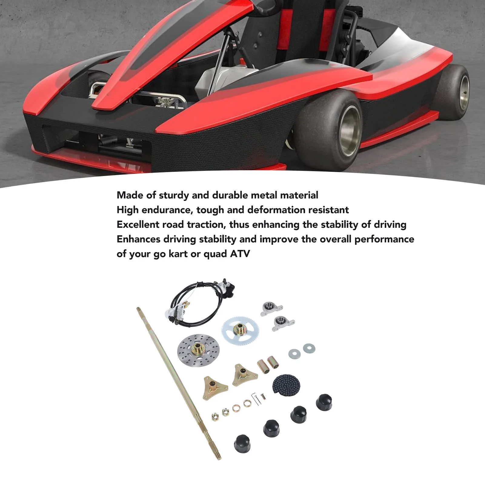 

Go Kart Rear Live Axle Kit Brake Disc Caliper Assembly Construction Enhance Stability Metal for 50cc 70cc 90cc ATV Quads