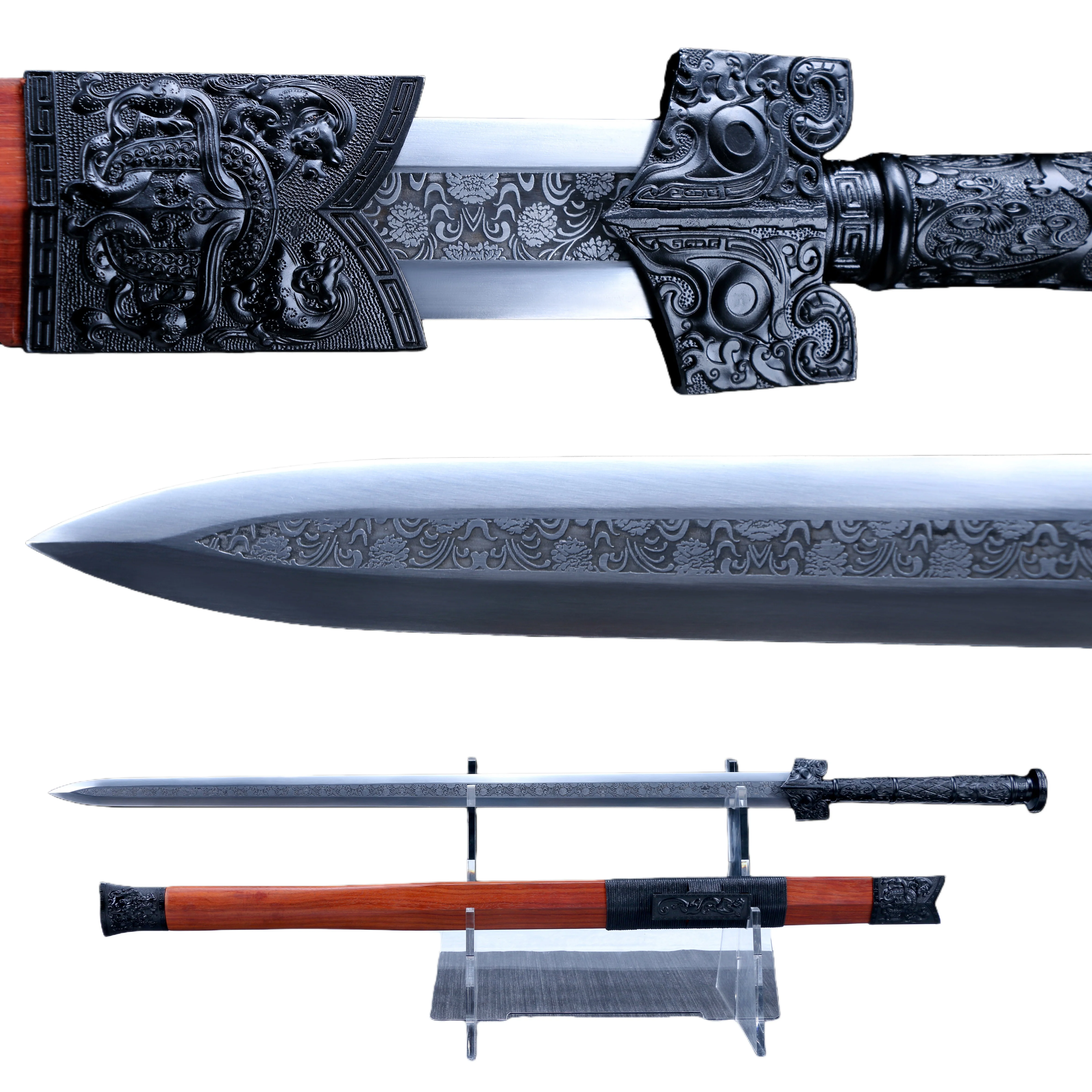 Medieval peony-flowered carbon steel sharp samurai sword battle preparation katana full-handle weapons,Royal knight cosplay