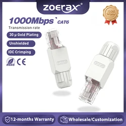 ZoeRax 1 szt. Beznarzędziowe złącze RJ45, CAT6A CAT5E CAT6 wtyk terminujący pole, narzędzie RJ45 mniej pozłacane wtyczka modułowa,