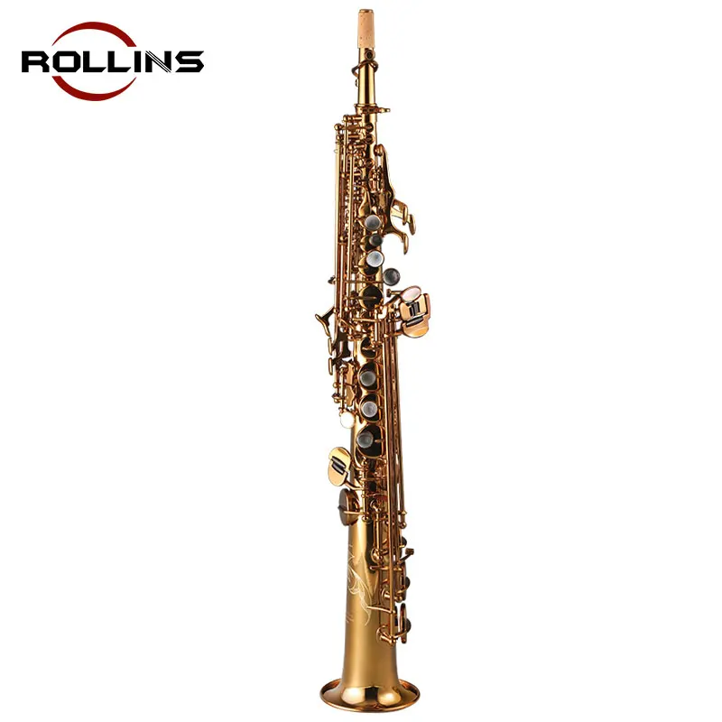 

Saxophone High Grade Straight Phosphor Copper Body Gold Lacquer Keys Soprano Saxophone RSS-9901