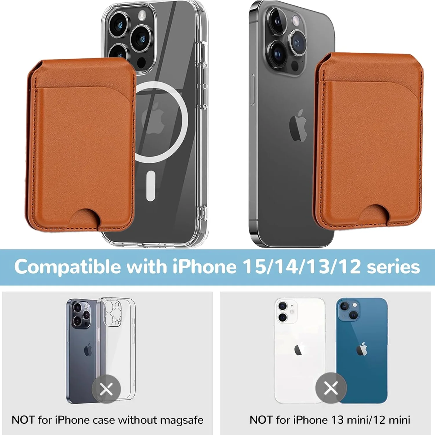 2 in 1 Magnetic MagSafe Wallet Stand, Leather Magnetic Card Holder Wallet for iPhone16/15/14/13/12 Series with Adjustable Holder