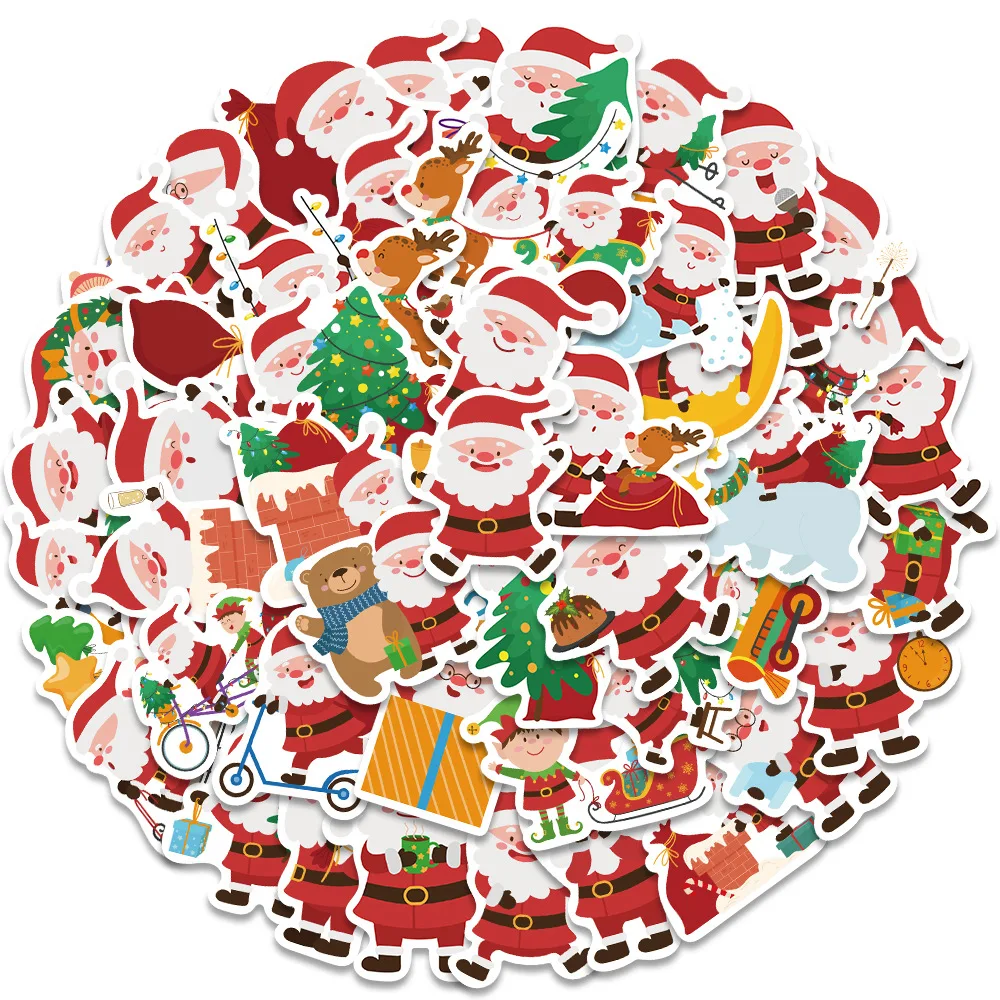 10/30/50PCS Popular Cartoon Santa Claus Sticker Pack Skateboard Guitar Decoration DIY Laptop Waterproof Graffiti Decal Wholesale