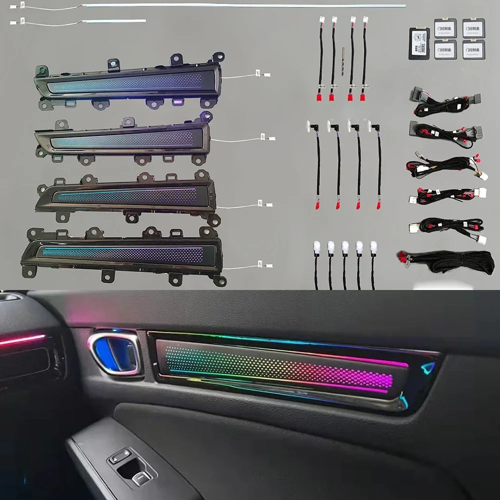 

For Honda Civic 2022 2023 11th LED Flash illuminate Ambient Light Atmosphere Lamp With Welcome Mode Seat Belt Reminder