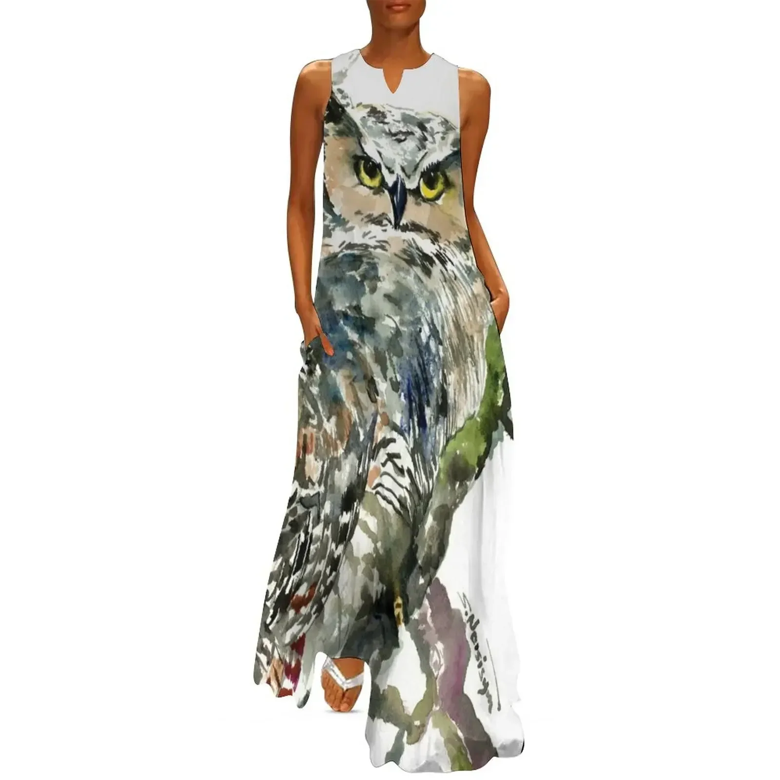 

Great Horned OWl Long Dress Dress women Elegant gowns Women's dress Long veiled dresses