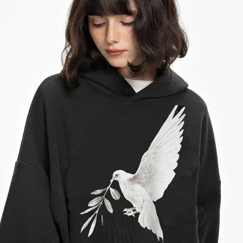 

2024 YAMAMOTO-Style High Quality Casual Style Peace Pigeon Hoodie Couples Wear Luxury Design Hoodie