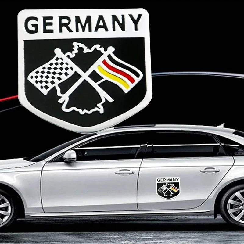 

3D Aluminum Car Germany German Motorsport Sline National Flag Map Emblem Sticker Auto Fender Side Rear Trunk Decal Badge