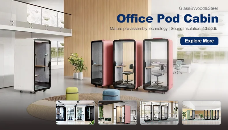 4-Person Modular Office Pod Meeting Room Booth Soundproof Eco-Friendly Phone Call Work Space Hospital Hotel Warehouse Use