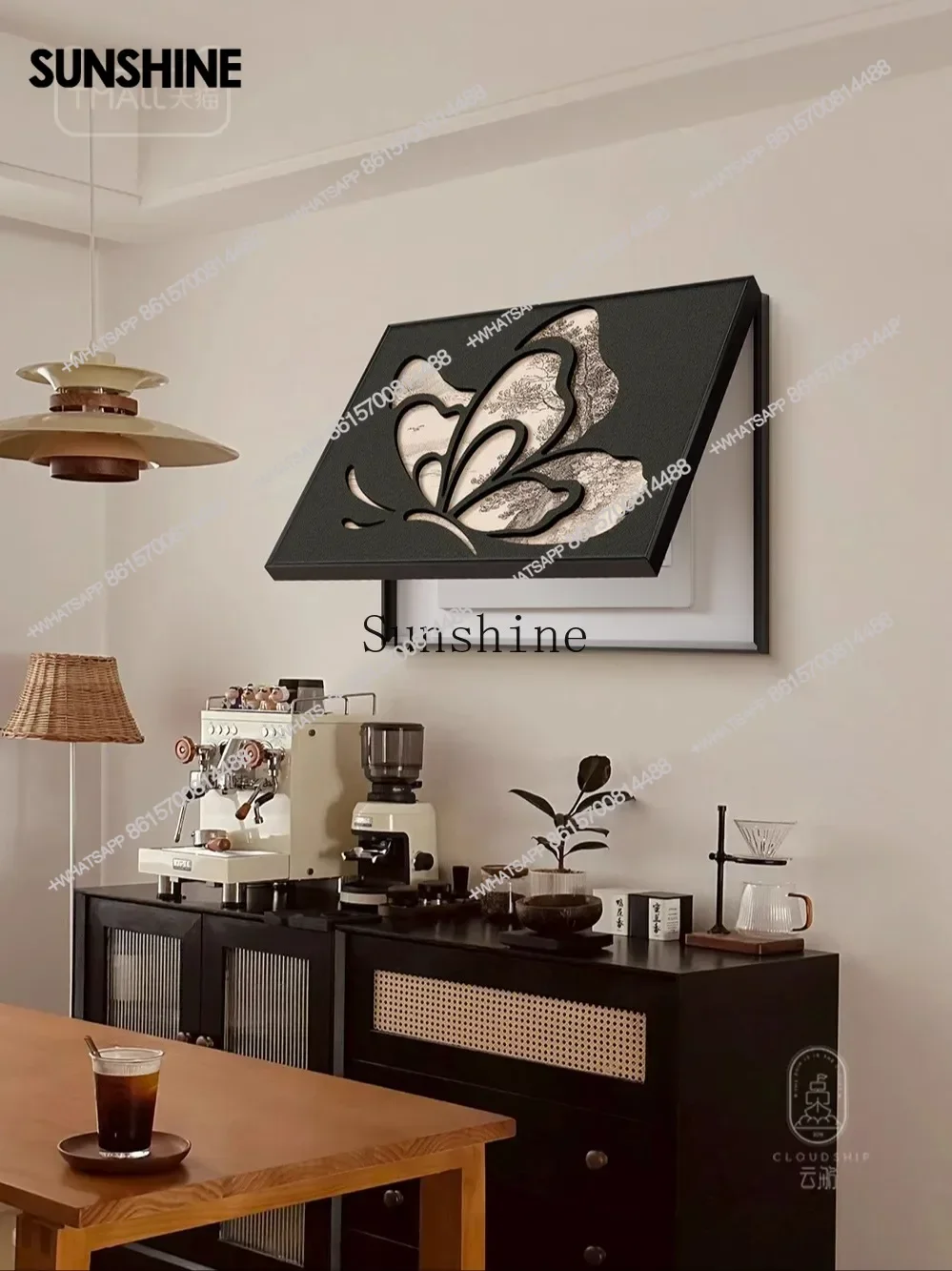 Three-dimensional sandstone butterfly, decorative painting French antique high-end, hanging paintingX