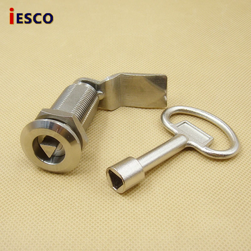 iESCO304 stainless steel lock switch cabinet door lock triangle key turn tongue lock industrial lock