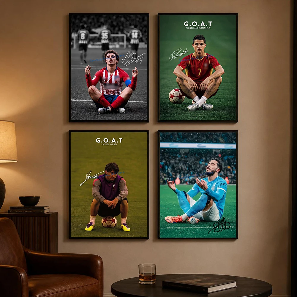 Football Players Soccer Stars Famous Athlete Poster Football Lover Fans Home Room Aesthetic Wall Decor Canvas Printing Pictures
