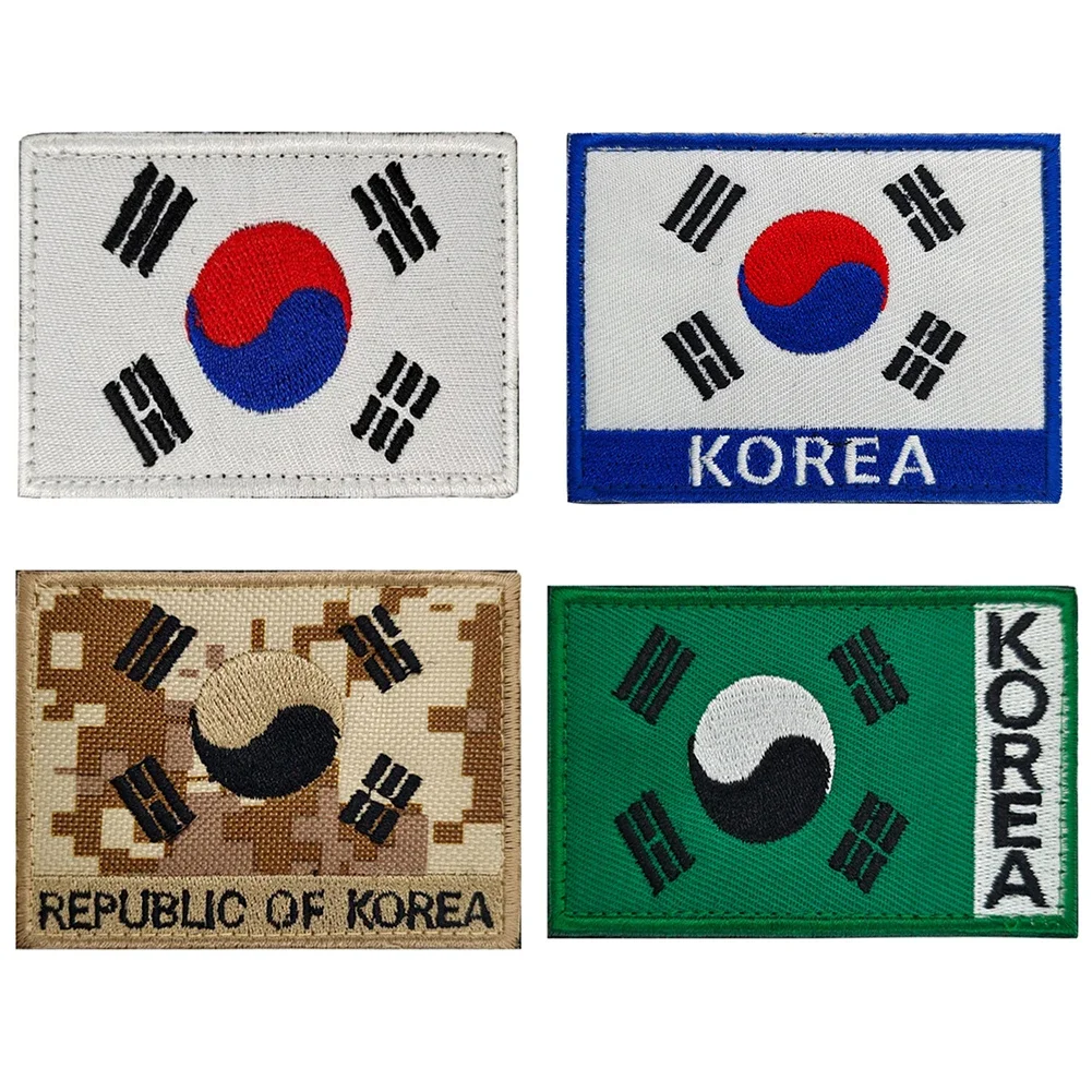 1pc South Korea Embroidered Patches Korea Flags Tactical Military Stickers Jacket Armband Badge Tactical Stickers for Clothing