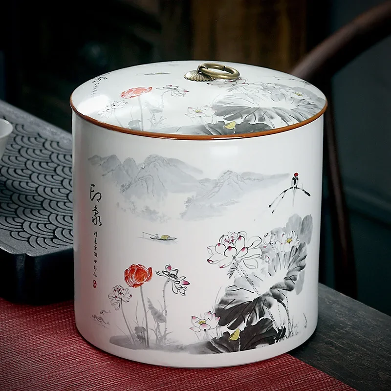 Large ceramic tea can, storage tea can, one catty of tea can in Ding kiln