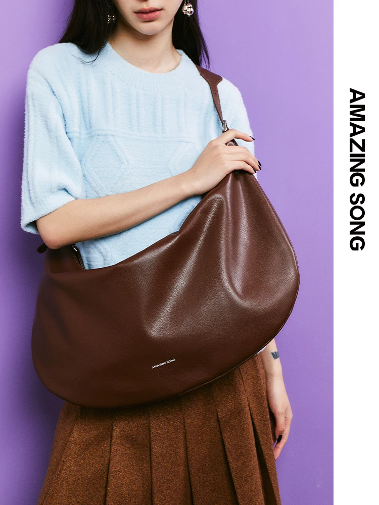 Amazing Song Soft Leather Crossbody Bag Large Chic Simple Chest Pack