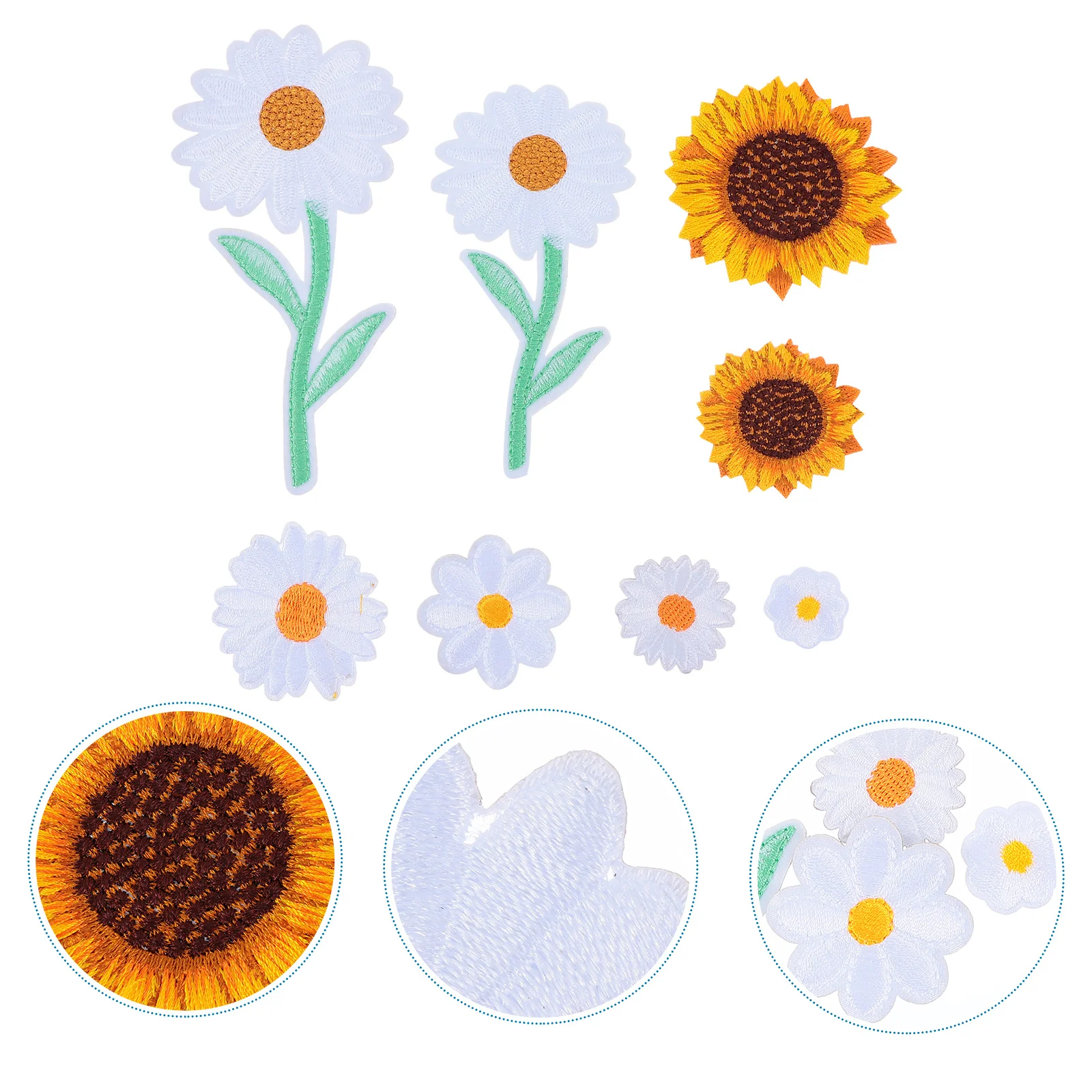 16Pcs Daisy Embroidery Patches DIY Flower Appliques for Fabric Upholstery Bedding Stain Covering Daisy Clothing Patches