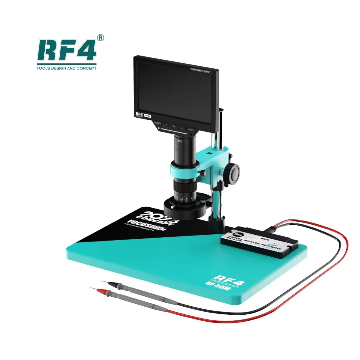 RF4 RF-50M Video display integrated Monocular 7-50X Zoom C-Mount Lens Microscope With Multimeter Functional Microscope