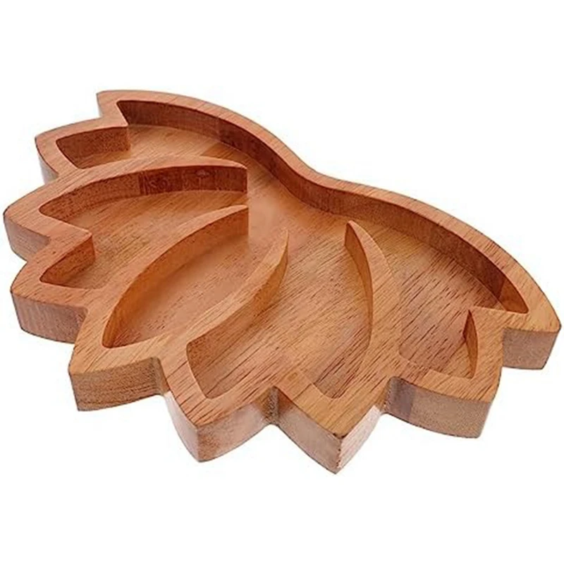 2Pcs Wooden Lotus Shape Crystal Display Tray Set Retro Jewelry Essential Oil Crystal Storage Tray Set