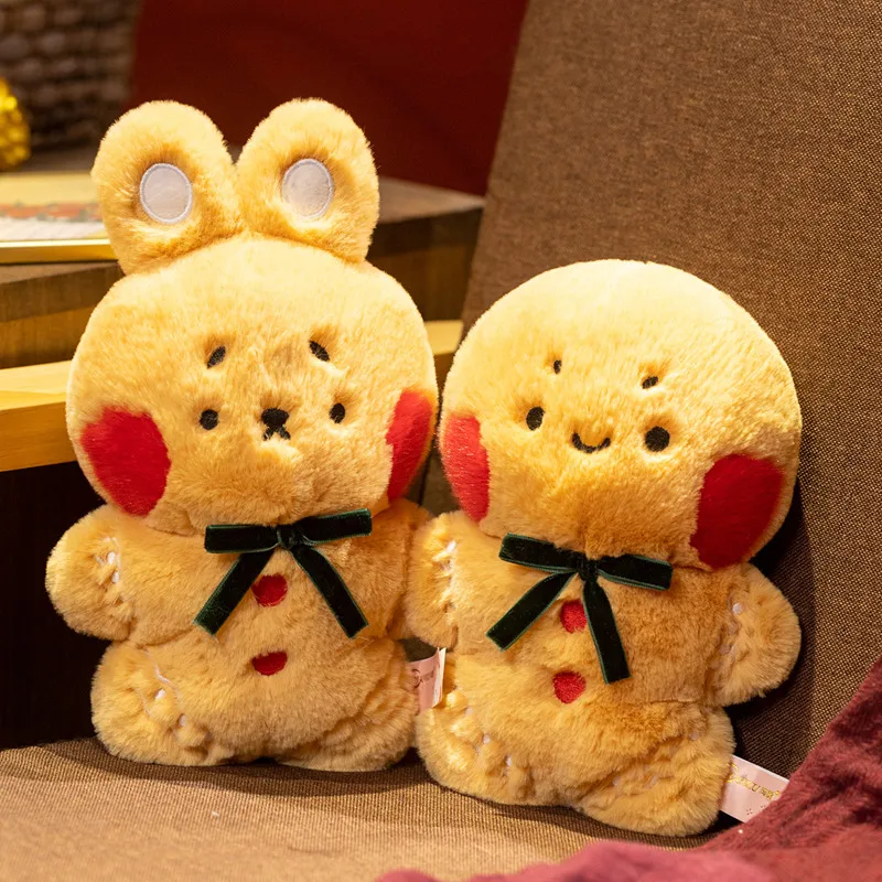 Gingerbread Man Bunny Plush Doll Soft Stuffed Rabbit Cookie Toy Kawaii Gingerbread Doll Christmas Home Decor Cute Xmas Gift