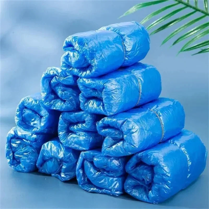 10-100pcs Disposable Waterproof Shoe Cover Plastic Non-slip Foot Cover Indoor PE Padded Overshoes Rain Mud-proof Shoe Cover