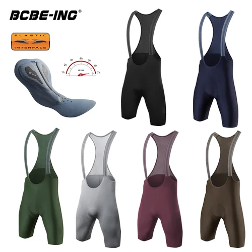 BCBE-ING pantalones cortos con pechera para ciclismo para hombre, pantalones cortos sin costuras para bicicleta de carreras, almohadilla de interfaz elástica de Italia 7H, medias con pechera para bicicleta de montaña y carretera