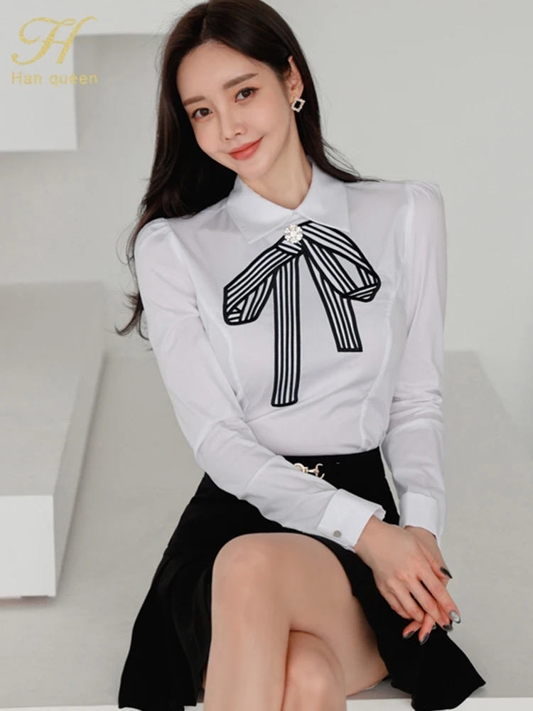 Han Queen New In Matching Sets White Shirts + Short Skirts Korean Set Woman 2 Pieces Chic And Elegant Summer Clothes Women 2024