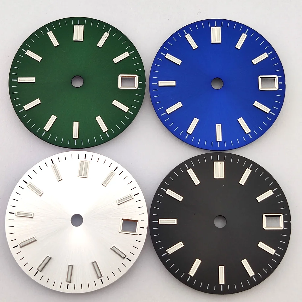 28.5mm watch dial Green luminous dial Men's watch accessory replacement kit fit NH34 NH35 Movement NH35 dial Can DIY logo dial