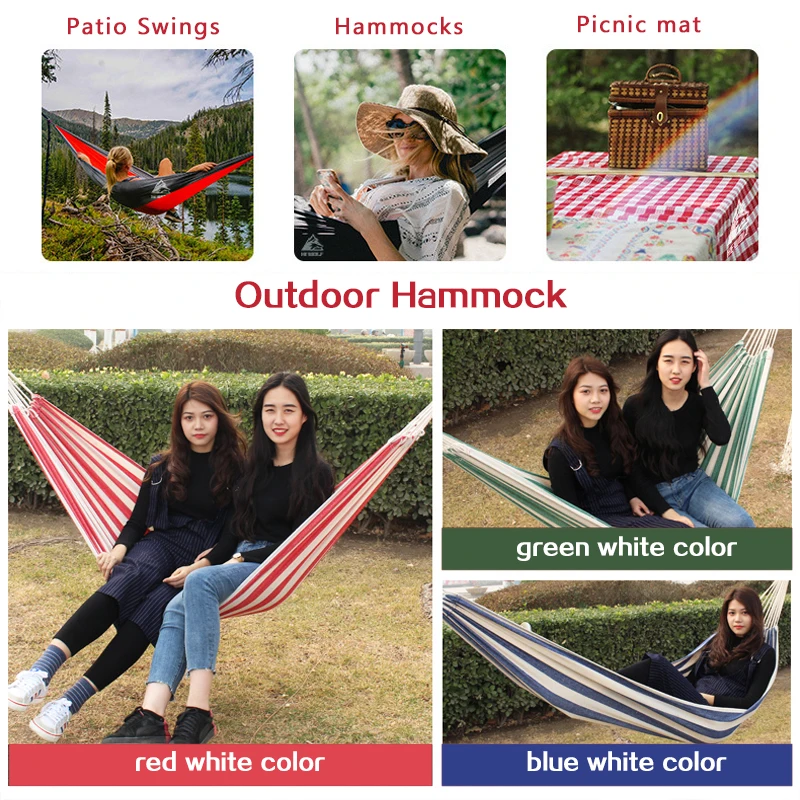 Double Wide Thick Canvas Hammock Portable Hammock Outdoor Single Double Anti-rollover Swing Outdoor Indoor Household Hammock