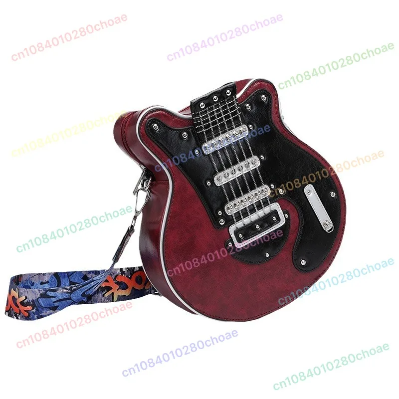 Women Guitar Shape Handbag,Single Shoulder Bag Creative Design Leather Purse