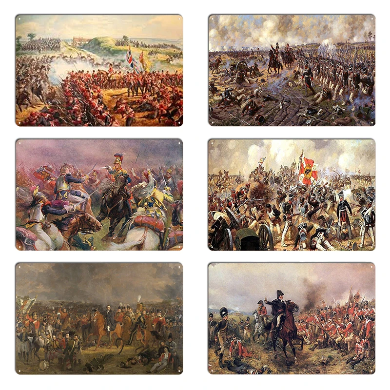 1815 guerras napoleônicas batalha de waterloo fechando os portões em hougoumont sinal de metal impressão mural de parede clássico cartaz de estanho
