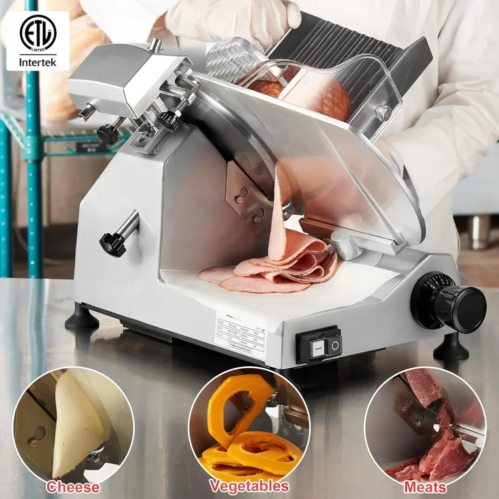 

Electric Slicers with Premium Chromium-plated Steel Blade, Commercial Meat Slicer, Semi-Auto Foody Slicer, Electric Slicers