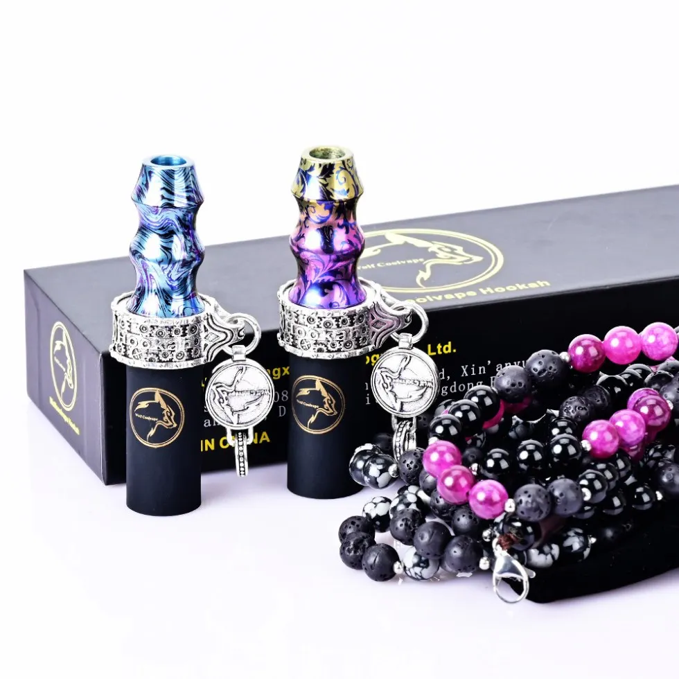 Mixed Color Titanium Alloy Shisha Accessories with Stone Bead Chain and Bronze Silver Ring Buckle for Hookah