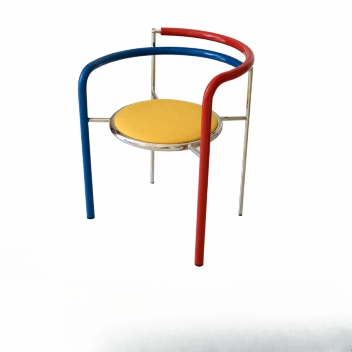 Medieval red and blue steel pipe chair, stainless steel home blogger of the same style,  dining chair simple contrasting