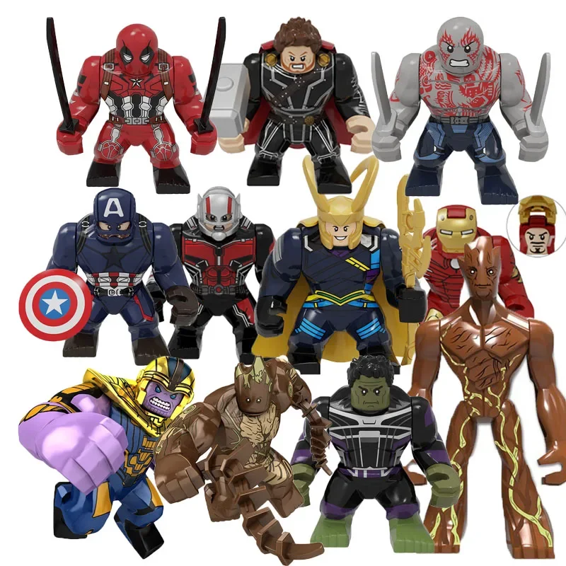 

Marvel Mini Block Toy Anime Figure Superhero Hulk Thanos Spider Man Assembles Blocks DIY Hand Toy Children's Birthday Gift